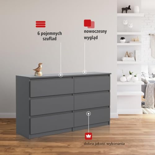 meble masztalerz Komoda 120, 6 szuflad, antracyt