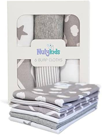 Nuly Kids Baby Burp Cloths - Baby Girl & Baby Boy Burping Cloths, 100% Cotton Burp Cloth - Baby Burp Cloths, Boys & Girls Diapers Blanket - Double Layered Burping Cloths for Babies - 6 Pack, Patterned