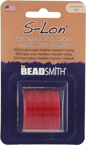 Cuerda de nailon trenzado Beadsmith, 77 yardas, n.º 18, rojo 3