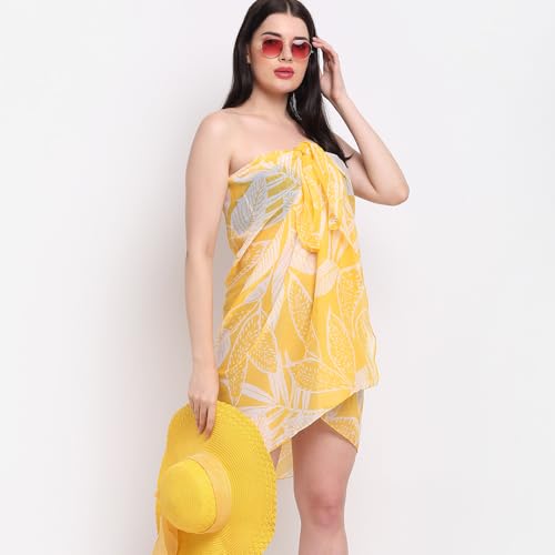 Image of EROTISSCH Women's Poly Georgette One-Piece Swimsuit Cover-Up Sarong, Made of 100% Polyester, Quick-Dry, Lightweight Beachwear for Girls with Adjustable Halter Neck, Suitable for Beach,Resort&Pool