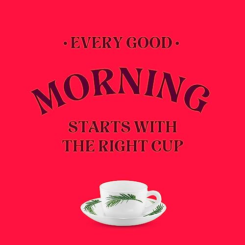 Image of Larah by BOROSIL Crescent Opalware Cup and Saucer Set of 12 pcs | Tea /Coffee Cups 90 ml | Microwave & Dishwasher Safe | Bone-Ash Free | Crockery Set Ideal for Daily Use & Gifting, White