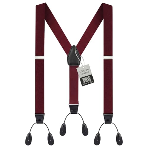 Image of HOLD'EM Tuxedo Button Suspenders for Men - Mens Dress Suspenders Formal | 100% Genuine Leather | Made in USA | Regular & Tall