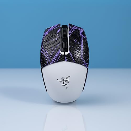 Cinta adhesiva de agarre precortada BTL de color negro y morado para ratón Razer Orochi V2