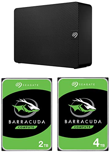 Seagate Expansion 4TB Desktop External HDD – 8.89cm(3.5 Inch) USB 3.0 for Windows and Mac with 3 yr Data Recovery Services & Barracuda 2 TB Internal Hard Drive HDD & 4 TB Internal SATA Hard Drive HDD