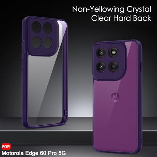 Image of TheGiftKart Hybrid Shockproof Back Cover Case for Motorola Moto Edge 60 Pro 5G | Hard Back Cover Case for Motorola Edge 60 Pro 5G (PC & TPU, Transparent Clear Back, Purple Sides)