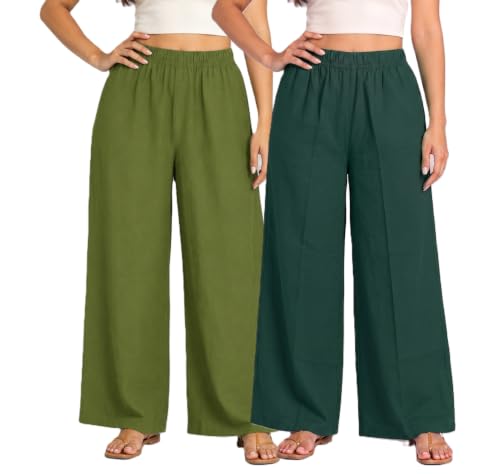 Image of Plaazo Women's Cotton Palazzo | Wide Leg Palazzo for Women | Soft Breathable High Waist Bottom Wear | Comfortable Casual, Office, Travel for Women