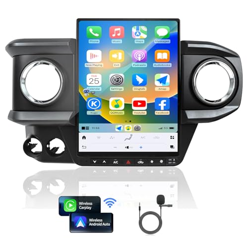 Qualcomm Car Radio for Toyota Tacoma 2016-2023 Stereo Upgrade Wireless CarPlay/Android Auto 8+128G 13.8 Inch Tesla Style 2K Touch Screen with DSP GPS 4G WiFi FM/AM SWC Support Factory Backup Camera