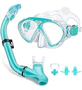 Snorkel Set for Children, Diving Goggles Anti-Fog and Dry Snorkel, Diving Goggles Children with E...