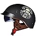 Produktbild Retro MotorradHelm,Motorrad Halbhelme Jet Helm, Sommer Unisex Motorrad Scooter Halbhelm,DOT Standard,eingebaute Gläser,ECE-Zertifizierung Mofa Motorrad-Helm Chopper Scooter-Helm A,XL