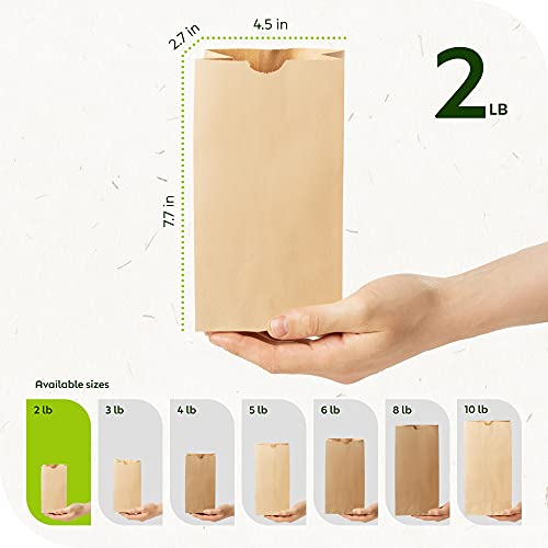 Small Paper Snack Bags, Durable Kraft Paper Bags, Pack Of 500 Bags (2Lb, Brown) #TOP5