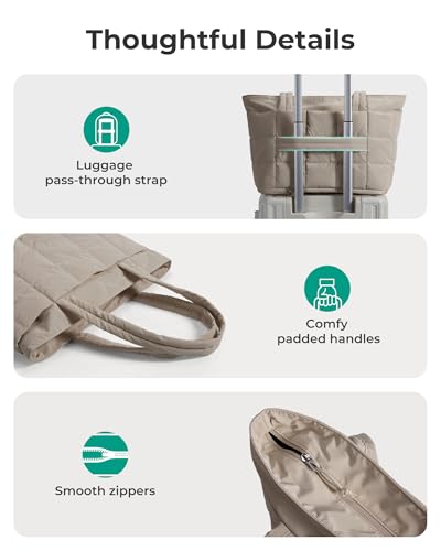 Image of BAGSMART Expandable Tote Bag for Women, Puffer Work Tote Handbag, Quilted Carry On Bag for Travel Gym
