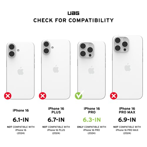 Image of URBAN ARMOR GEAR UAG Designed for iPhone 16 Pro Case 6.3 inch Plyo - Compatible with MagSafe Charging Rugged Slim Anti-Yellowing Transparent Clear Shockproof Military Grade Protective Cover, Black /Black