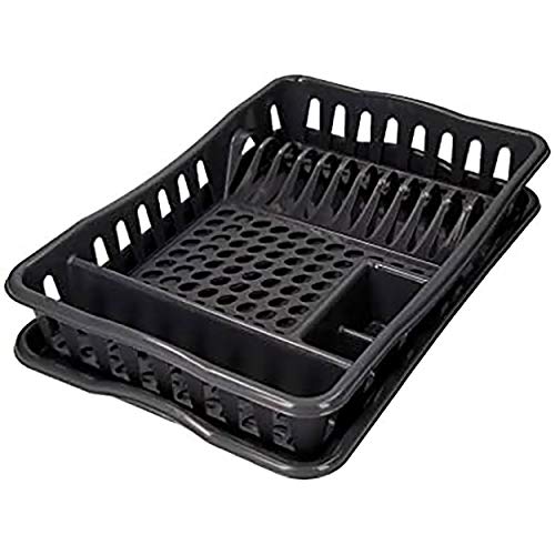 Hogar y Mas Escurreplatos de PVC con Bandeja para Fregadero, Color Gris 48,30X32,50X8cm