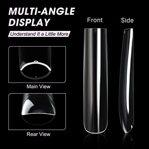 Aoraem Extra Long Square Full Cover Nail Tips 240Pcs Xxxl Clear Full Cover Fake Nails False Nails 12 Sizes Tapered Square Press On Fake Nail Tips For Acrylic Nails Salons Home Diy With Box #TOP28