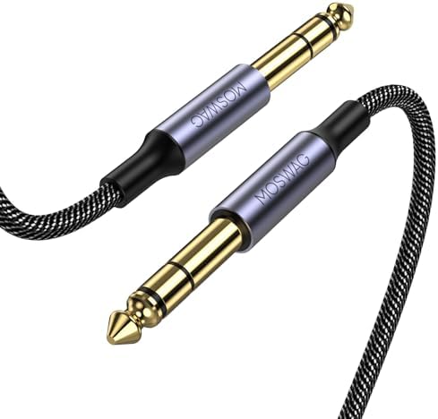 – MOSWAG 1/4 TRS Guitar Lead 6.35mm Male to Male Instrument Audio Cable 1M