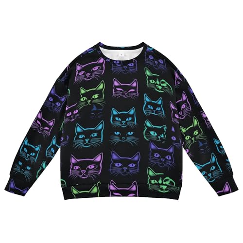 Wudan Cute Cat Silhouettes Little Girls Hoodie Sweatshirt Crewneck Kids Pullover Hoodie