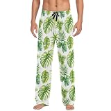 Tropical Palm Leaves Pajama Pants Watercolor Tree Lounge Sleepwear PJs Men's Pajama Bottoms Sleep Pants XL