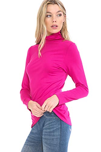 Image of Women's Lightweight Long Sleeve Turtleneck Top Pullover Sweater (S-3XL)
