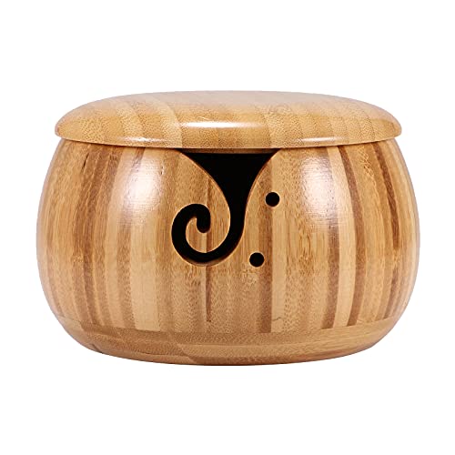 TIEMORE Strickschale aus Holz, Strickschalenhalter, Aufbewahrungsschale aus...