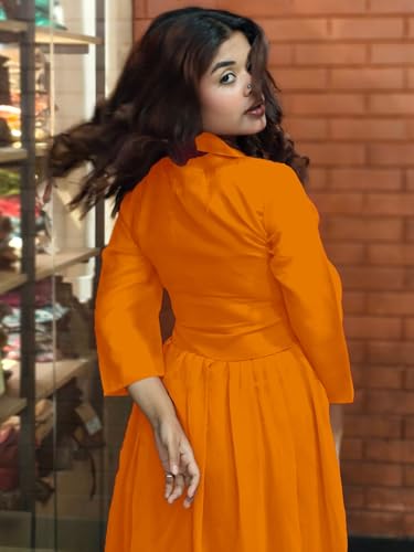 Image of EthnicJunction Women's Georgette Regular Fit Yoke Embroidery Anarkali Maxi Dress | Navratri Speical Kurta