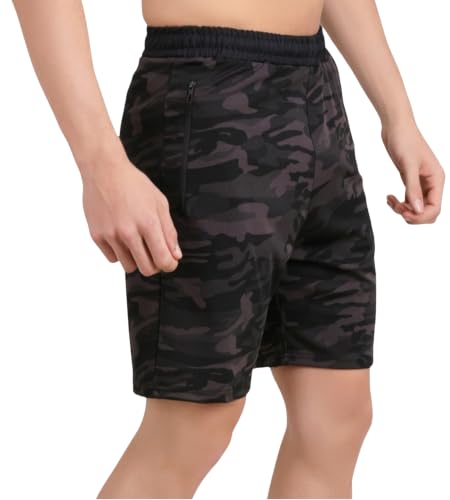 Image of NINQ Men's Sports Shorts Pack of 2 | Casual Gym Shorts with Side Zipper Pockets, Elastic Waist & Quick-Dry Comfort for Running & Workout