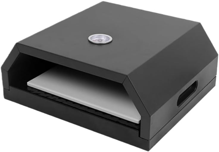Pizza Oven with Ceramic Stone, Outdoor Pizza Oven Grill Top Pizza Oven with Stone for Gas or Charcoal Grill Black
