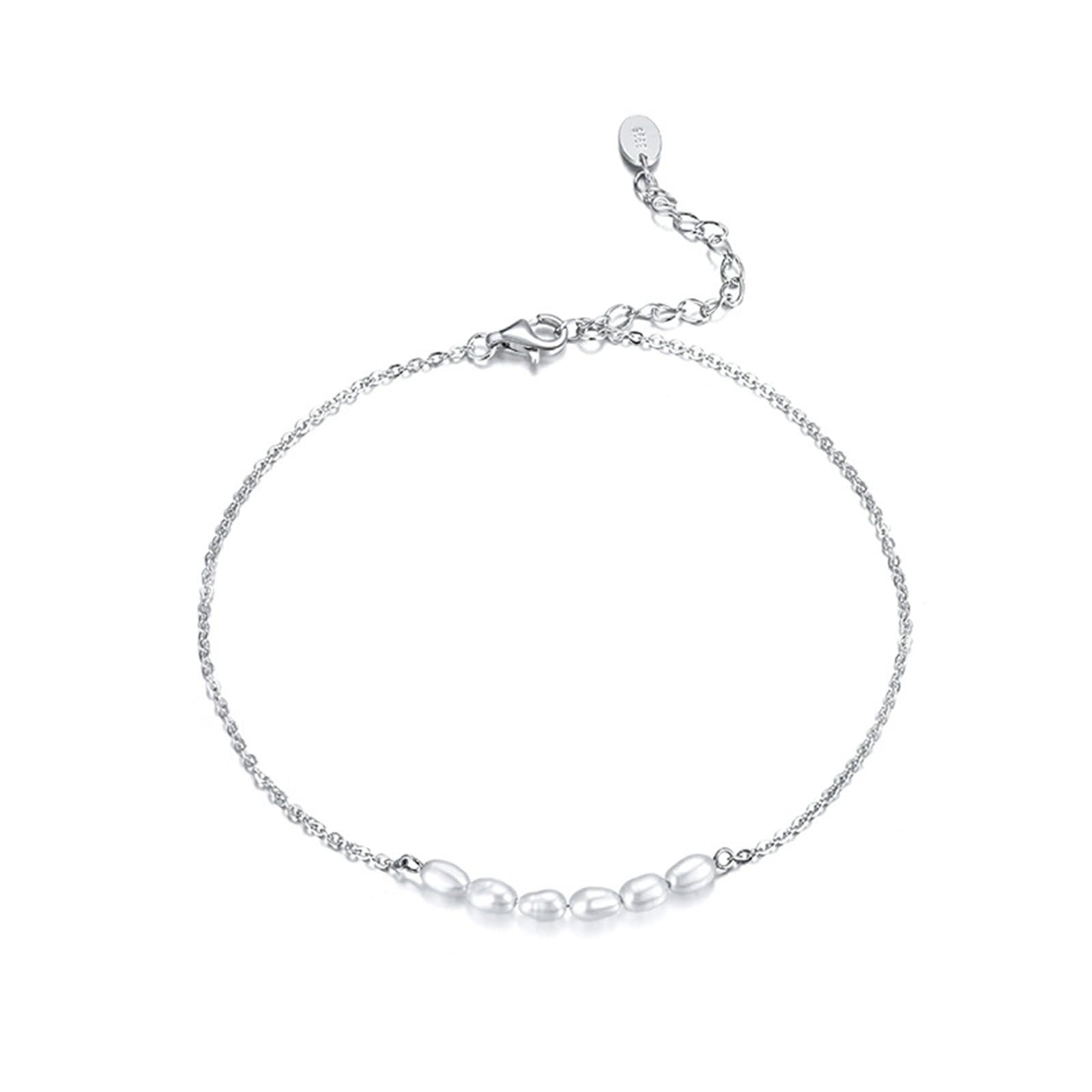 Echt Schmuck Fußkettchen 18 Karat Rose Gold, Perle Fußschmuck mit Perle, Au750 Gold Boho Fussketten für Frauen 20-30cm