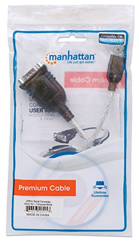 Image of Manhattan USB to RS232 Serial Adapter Converter - Long 18 Inch Cable Cord, 24 AWG - Connects Serial Device to a USB Port, FTDI Chipset, Compatible with Window, Linux, Mac - 3 Year Mfg Warranty-205153