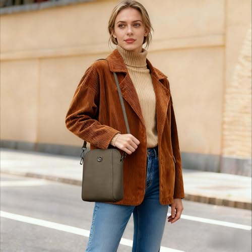 Image of Genuine Leather Small Crossbody Bags for Women | Lightweight Shoulder Purse, Designer Handbag with Adjustable Strap, Casual Travel Everyday Bag