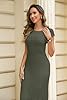 Newshows Summer Dresses for Women UK Hollow Knit Casual Work Business Elegant Ladies Midi Dress Army Green,XL #2