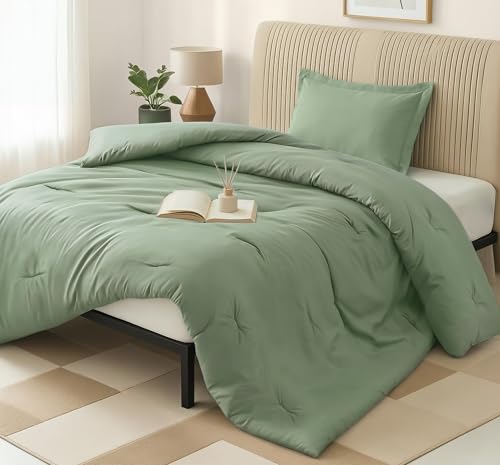 Twin Comforter Set 2 Piece Sage Green by Utopia Bedding,