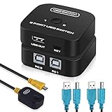 avedio links USB Printer Sharing Switch for Two Computers, Printer Splitter with 2 USB Printer Cables (5ft/1.5M), No Driver Required, Plug & Play, USB KVM Switch with Wired Remote for Easy Switching