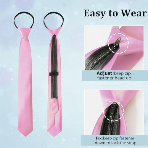 Image of Luckyvestir Womens Tie, Pre Tied Black /Red Ties for Women Adjustable Zipper Womens Necktie