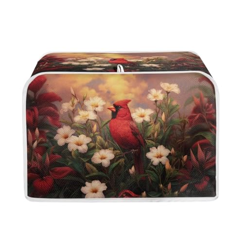 Image of Talayituse Lily Cardinal Print Toaster Cover 4 Slice Wide Slot, Lightweight Bread Maker Cover Dust Protection Washable Appliance Bag, M