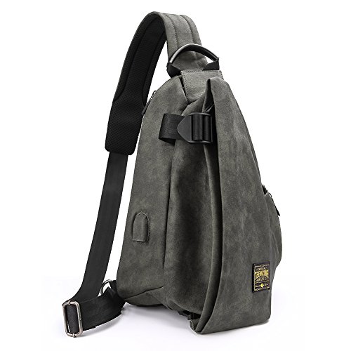 Teemzone Bolso Pecho Casual Bandolera Hombro triángulo Paquete Ligera de Viaje con Puerto de Carga USB para Hombres