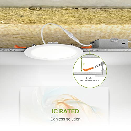 Asd Ultra Thin Led Recessed Lighting 8 Inch With Junction Box, 5 Cct 2700K-5000K Selectable, Round Ceiling Dimmable Canless Wafer Led Downlight 20W 70W Eqv, 1746Lm High Brightness - Ul Energy Star #TOP6