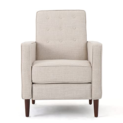 Christopher Knight Home Macedonia Mid Century Modern Tufted Back Fabric Recliner (Cream)