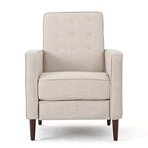 Christopher Knight Home Macedonia Mid Century Modern Tufted Back Fabric Recliner (Cream)