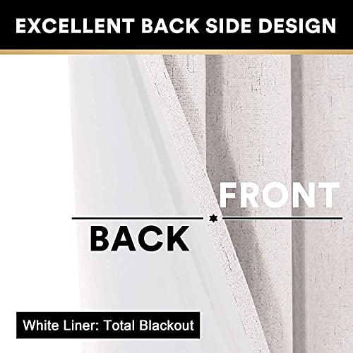 Primitive Textured Linen 100% Blackout Curtains For Bedroom/Living Room Energy Saving Window Treatment Curtain Drapes, Burlap Fabric With White Thermal Insulated Liner (2 Panels, 42 X 84 Inch, Ivory) #TOP4