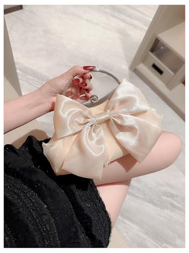 Image of Verdusa Women's Bowknot Evening Bag Ruched Clutch Purse Party Handbag with Chain Strap