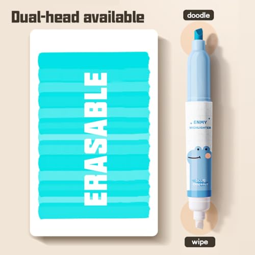 CEJAS 6 Stück Textmarker Radierbar, Magic Highlighters, Doppelspitze zum Markieren und Radieren,Bibel Marker Stifte, für Kinder Erwachsene Studenten Schule Büromaterial