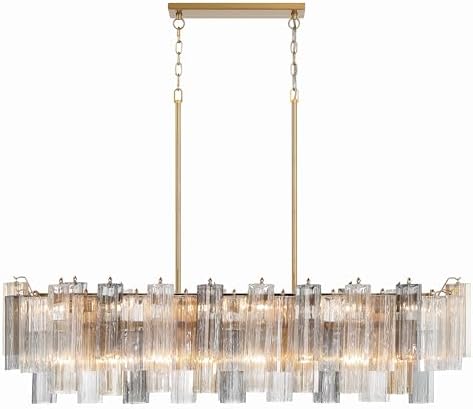 Crystorama Addis 14 Light Aged Brass Linear Chandelier