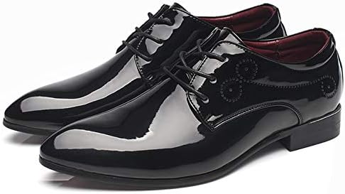 Dress Shoes for Men Pointed Toe Classic Patent Leather Lace Up Oxford Black 12 US | Image 4