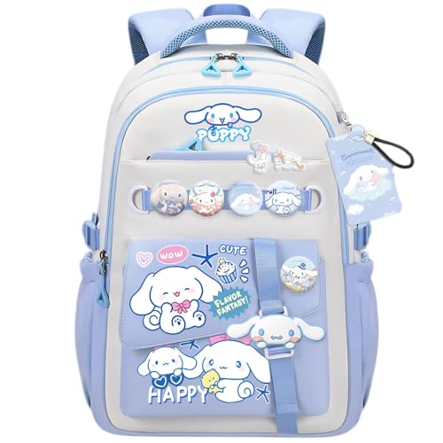 Vivixilan Kawaii Backpack with 22Pcs Accessories Anime Cartoon Anti-Theft Travel Aesthetic New Semester Gifts Bag with Cute Pin
