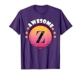 Letter Z Initial Name Sunset Pink letter z Monogram Alphapet T-Shirt