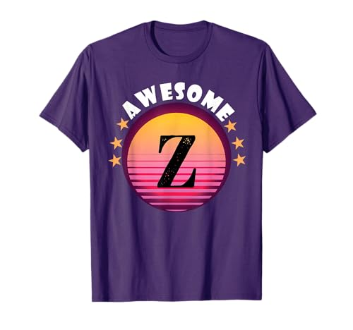 Letter Z Initial Name Sunset Pink letter z Monogram Alphapet T-Shirt