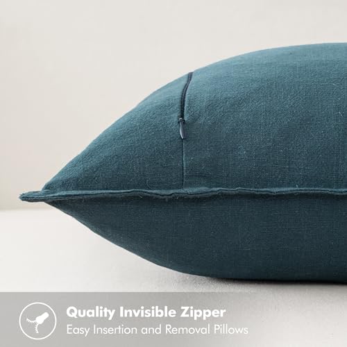 Image of MIULEE Decorative Linen Euro Sham Pillow Covers 24x24 Blue Boho Farmhouse Neutral Couch Throw Pillows for Bed Pack of 2 Accent Coastal Modern Pillowcase Summer Sofa Livingroom Home Decor