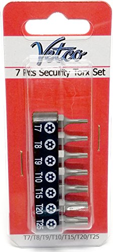 VETCO 7-Piece Security Torx Bit Set T-7, T-8, T-9, T-10, T15, T20