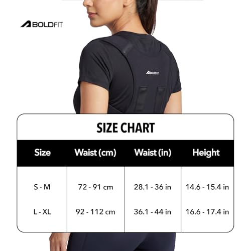 Image of Boldfit Posture Corrector Belt for Men & Women, Adjustable Back Brace for Upper Back & Shoulder Support, Breathable Back Straightener Belt with Soft Pads for Neck & Back Pain