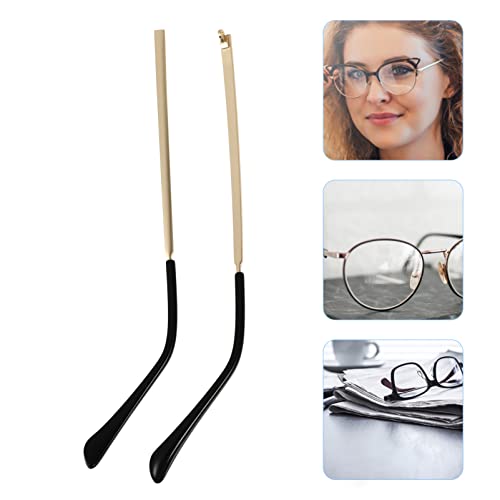 Image of UKCOCO Eyeglass Arm Replacement - Sleek Metal Glasses Legs Replacement Arms, Universal Sunglasses Frame Temples Repair Kit for Opticals (Golden 140mm Pair)